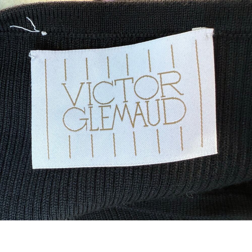 VICTOR GLEMAUD 100% wool thick ribbed black off shoulder mini cocktail dress - Picture 7 of 10